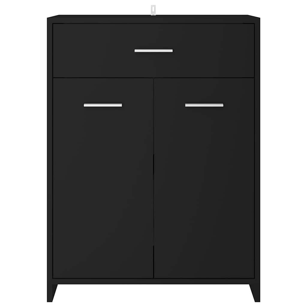 vidaXL Ντουλάπι Μπάνιου Μαύρο 60 x 33 x 80 εκ. από Επεξ.Ξύλο