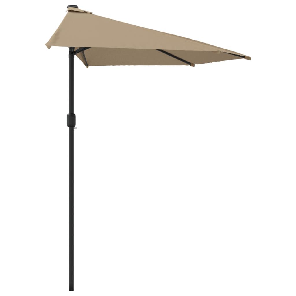vidaXL Ομπρέλα Βεράντας Ημικυκλική Χρώμα Taupe 270x144 εκ Ιστός Αλουμ.