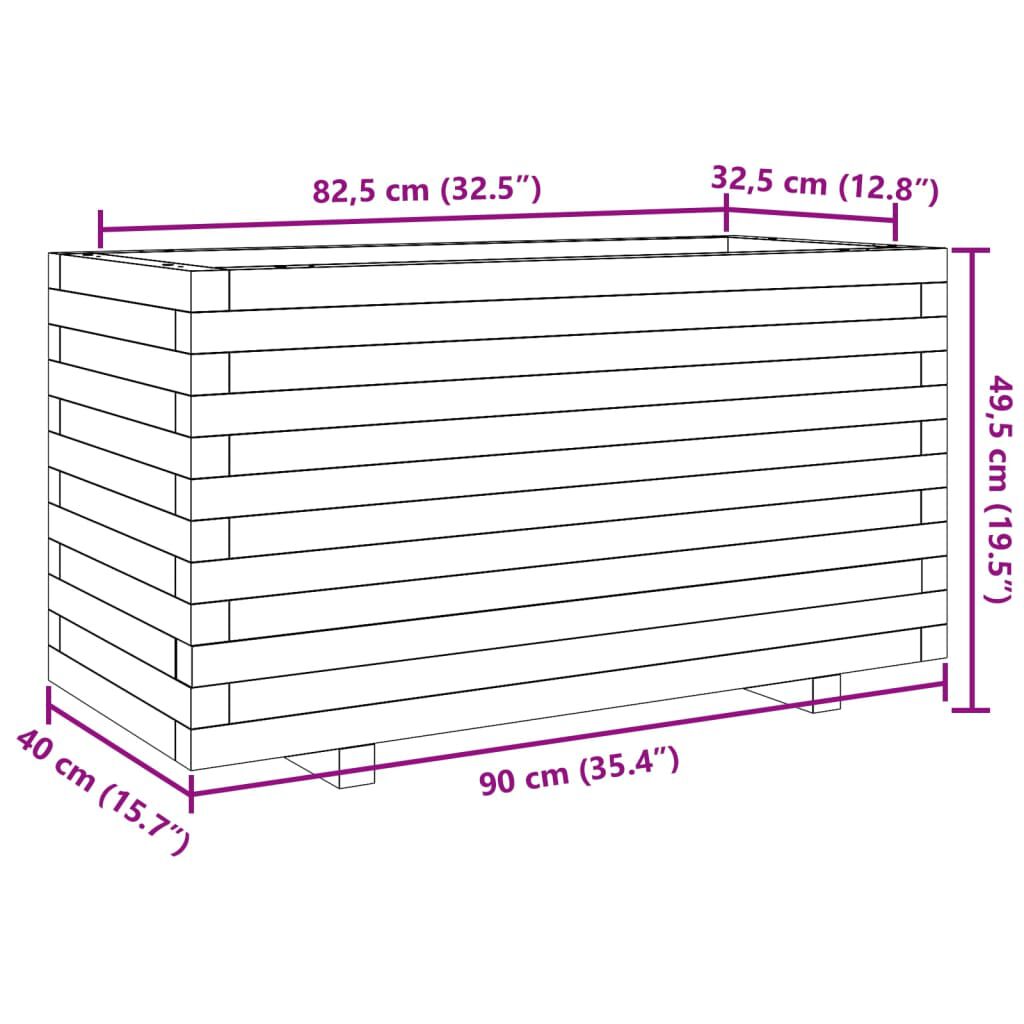 vidaXL Ζαρντινιέρα Κήπου Λευκή 90x40x49,5 εκ. από Μασίφ Ξύλο Πεύκου