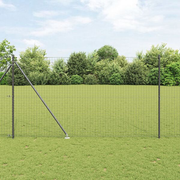 vidaXL Euro Fence με 7 Στελέχη 1.6x10 μ Γαλβανισμένος Χάλυβας Γκρι