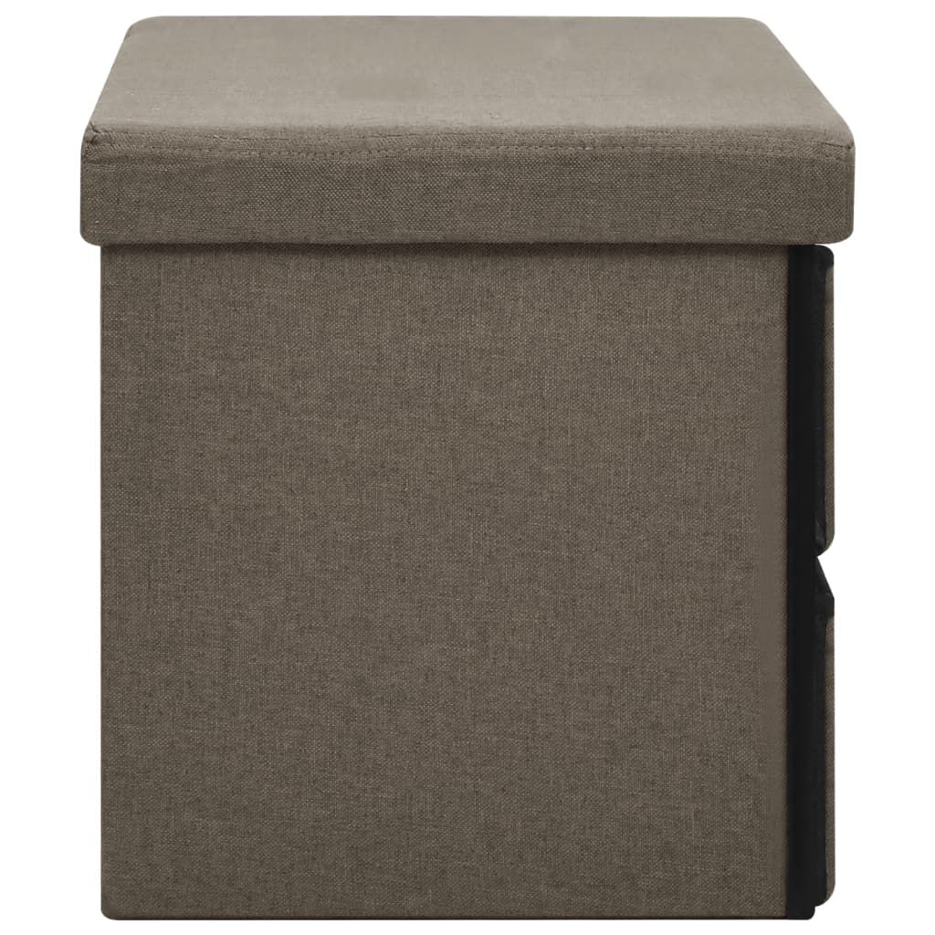 vidaXL Πτυσσόμενος Πάγκος Αποθήκευσης Καφέ 76x38x38 εκ. Συνθετικό Λινό