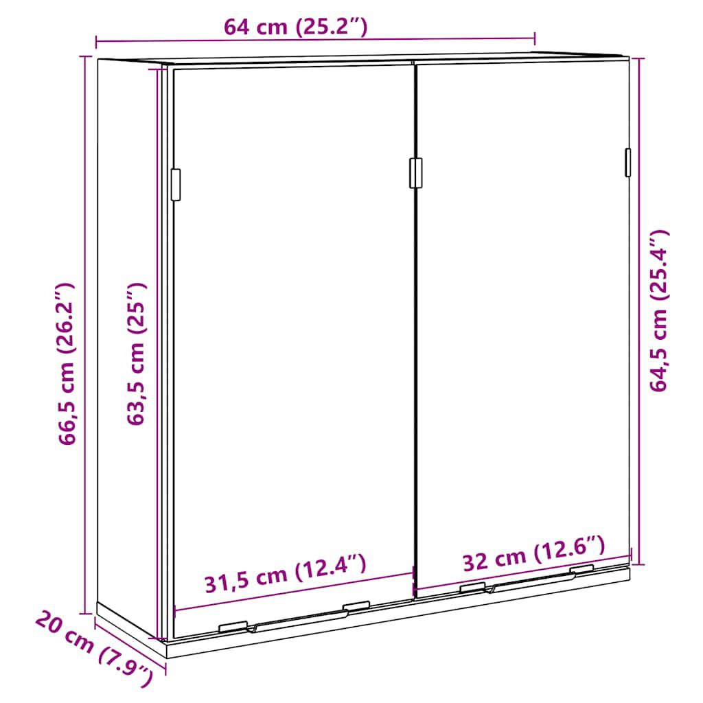 vidaXL Ντουλάπι Μπάνιου Τεχνίτης Δρυς 64x20x66,5 εκ Επεξεργασμένο Ξύλο