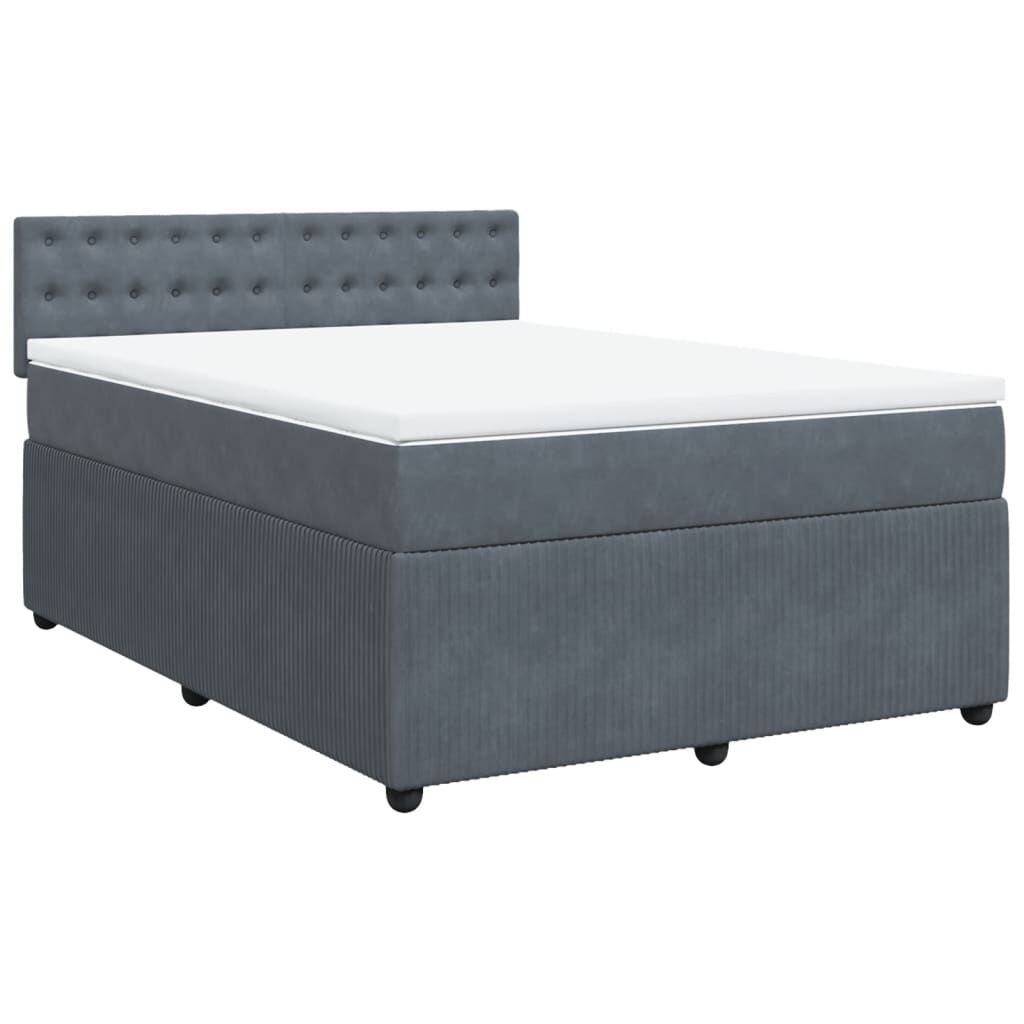 vidaXL Κρεβάτι Boxspring με Στρώμα Σκούρο Γκρι 140x200 εκ. Βελούδινο
