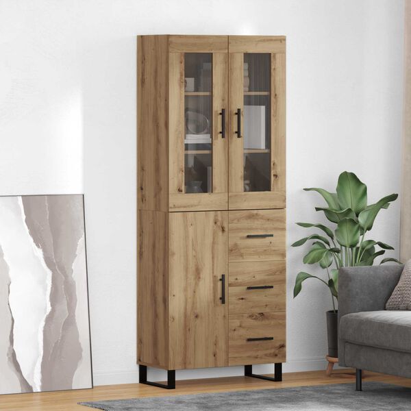 vidaXL Highboard &mu;&epsilon; &sigma;&upsilon;&rho;&tau;ά&rho;&iota; 2 pcs Artisan Oak &Epsilon;&pi;&epsilon;&xi;&epsilon;&rho;&gamma;&alpha;&sigma;&mu;έ&nu;&omicron; &xi;ύ&lambda;&omicron;