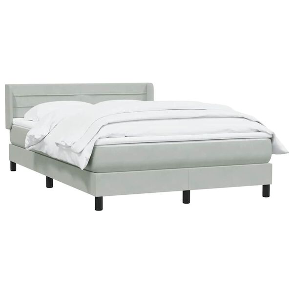 vidaXL Κρεβάτι Boxspring με Στρώμα Ανοιχτό Γκρι 160x210 εκ. Βελούδινο