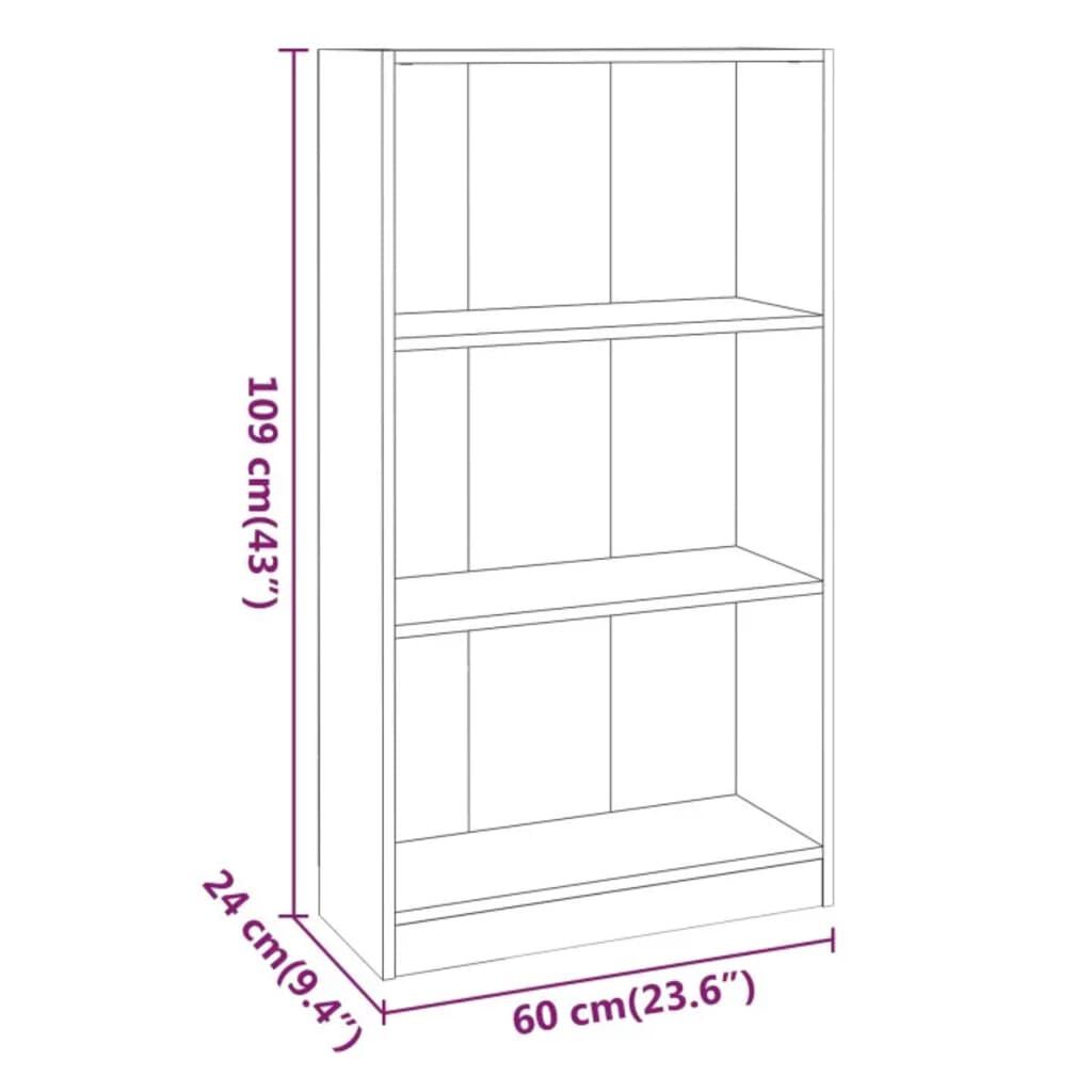 vidaXL Βιβλιοθήκη Καφέ Δρυς 60 x 24 x 109 εκ. από Επεξεργασμένο Ξύλο