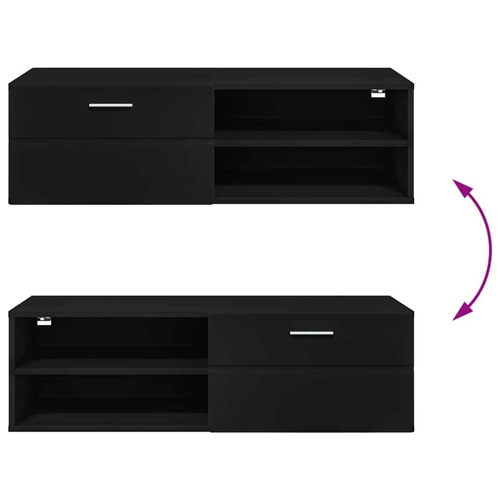 vidaXL Ντουλάπι TV με ράφι Μαύρο 100.5 x 39 x 30 εκ Επεξεργασμένο ξύλο