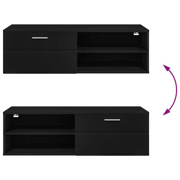 vidaXL Ντουλάπι TV με ράφι Μαύρο 100.5 x 39 x 30 εκ Επεξεργασμένο ξύλο