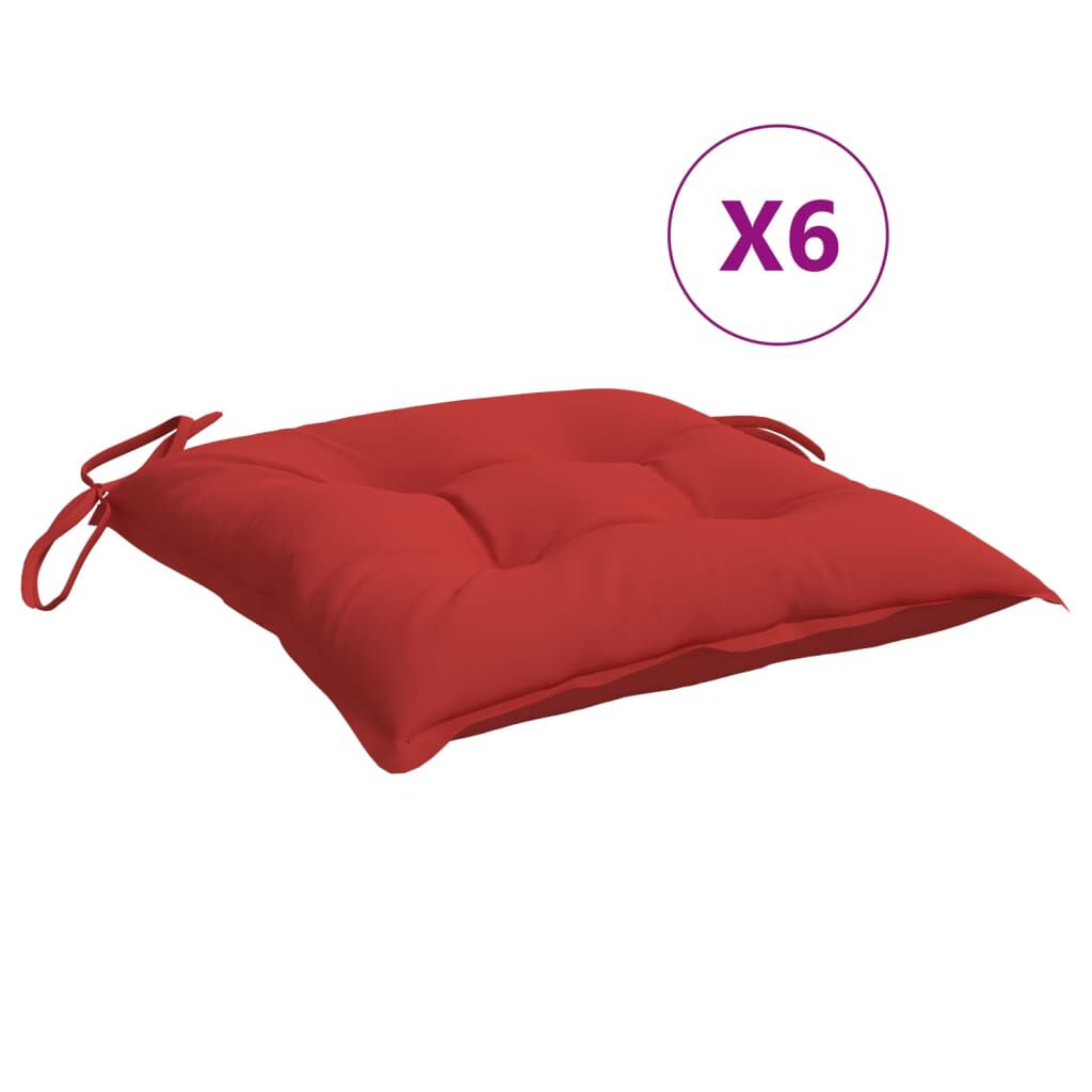 vidaXL Μαξιλάρια Καρέκλας 6 τεμ. Κόκκινα 50 x 50 x 7 εκ. Υφασμάτινα