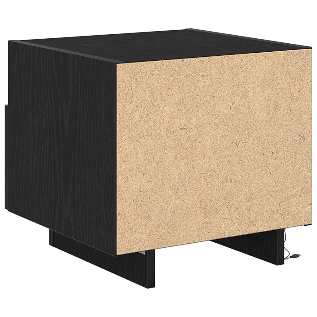 κομοδίνο vidaXL με LED φώτα Μαύρο Δρυς 40x39x37 εκ.