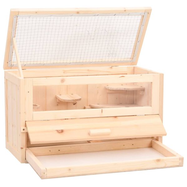 vidaXL Κλουβί Χάμστερ 60 x 30 x 35 εκ. από Μασίφ Ξύλο Ελάτης