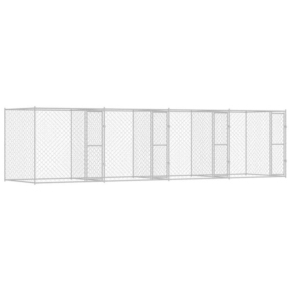 vidaXL Κλουβί σκύλου Ασημί 800 x 200 x 200 εκ. Επικαλυμμένος Χάλυβας