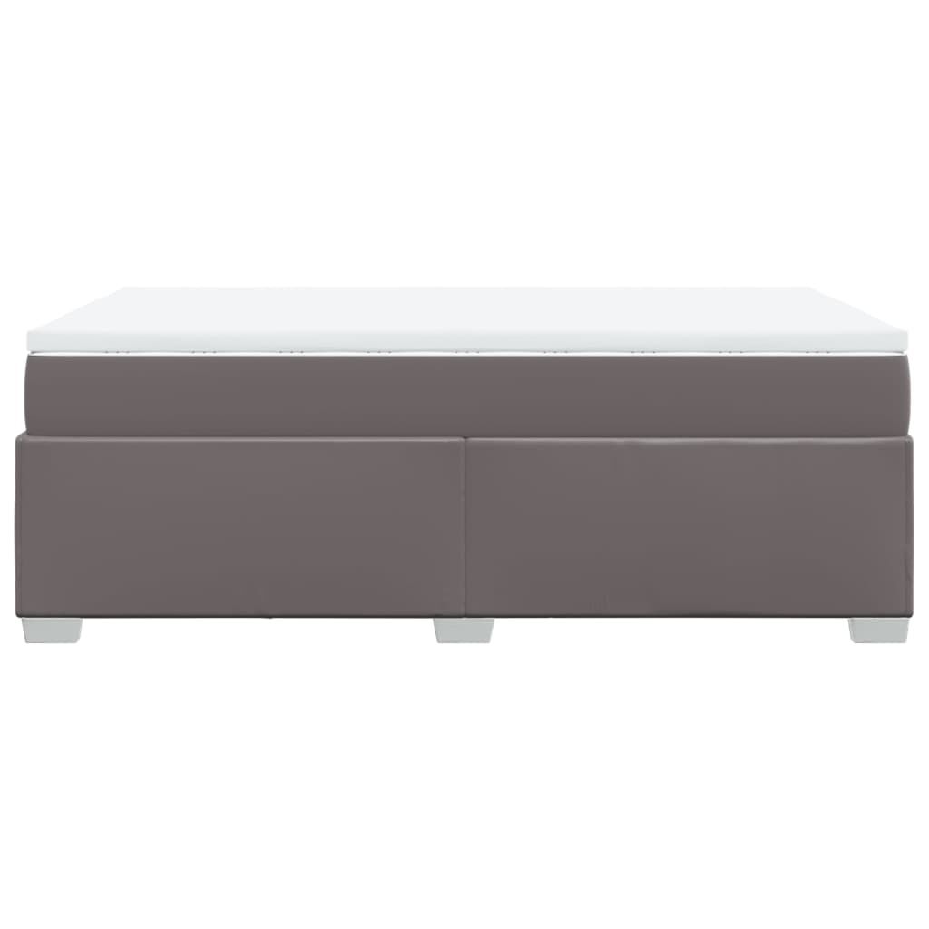 vidaXL Κρεβάτι Boxspring με Στρώμα Γκρι 120x190εκ. από Συνθετικό Δέρμα