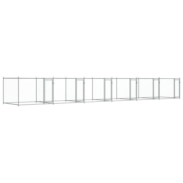 vidaXL Κλουβί Σκύλου με Πόρτες Γκρι 12x2x1,5 μ. Γαλβανισμένος Χάλυβας