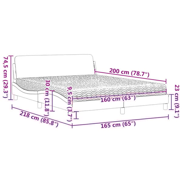 vidaXL Κρεβάτι με Στρώμα Μαύρο/Λευκό 160x200 εκ. από Συνθετικό Δέρμα