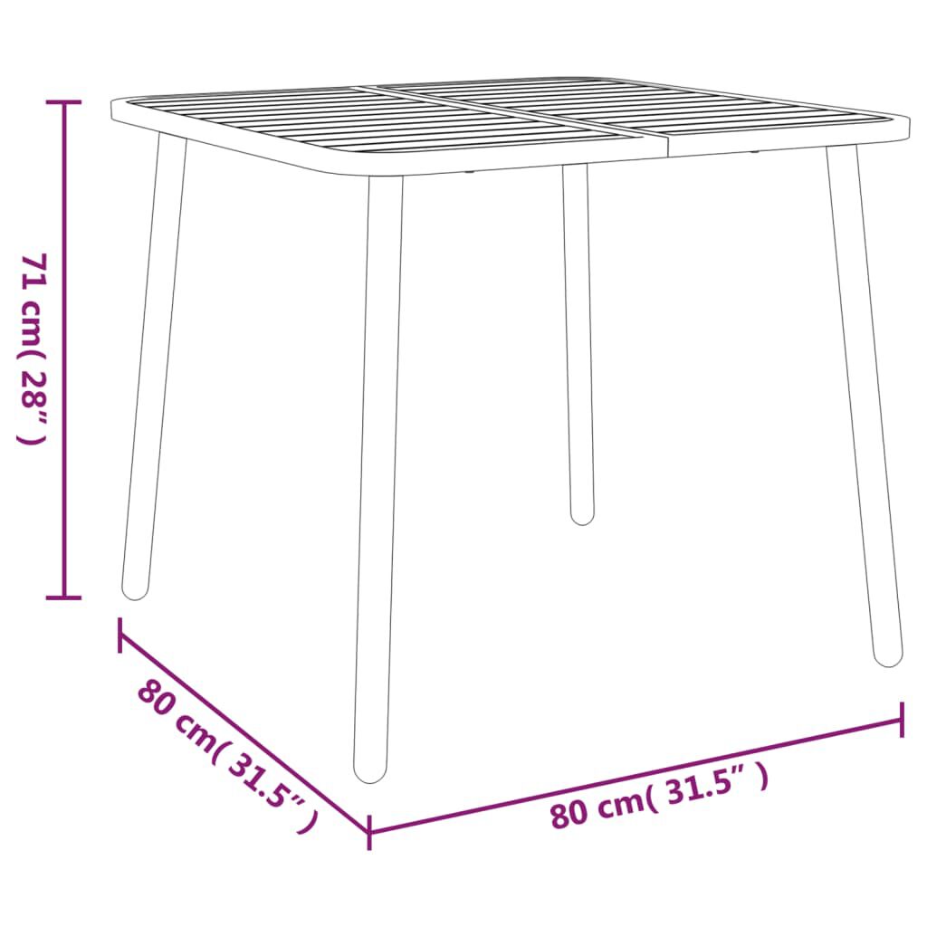 vidaXL Τραπέζι Κήπου Ανθρακί 80x80x71 εκ. Ατσάλινο