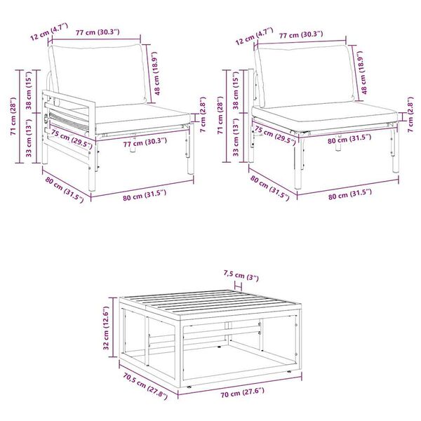 vidaXL Σετ Καναπέ Κήπου 4 pcs Ανθρακί Ατσάλι