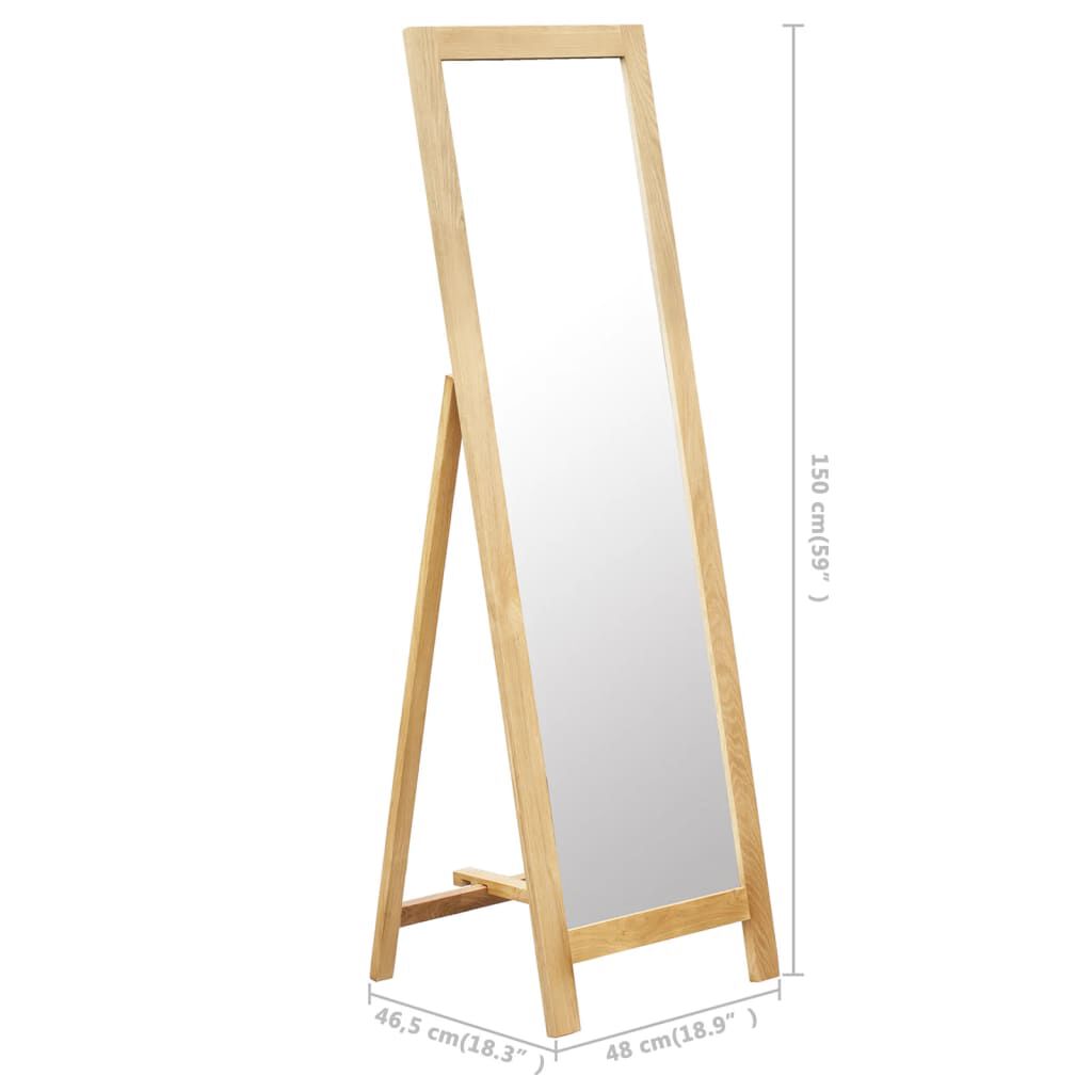 vidaXL Καθρέφτης Δαπέδου 48 x 46,5 x 150 εκ. από Μασίφ Ξύλο Δρυός