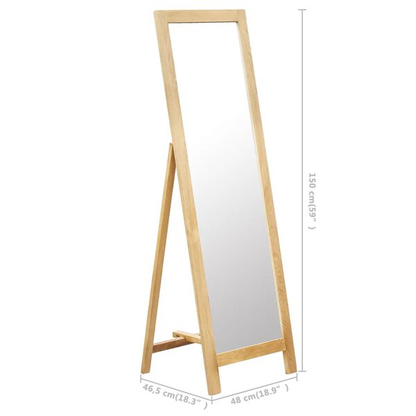vidaXL Καθρέφτης Δαπέδου 48 x 46,5 x 150 εκ. από Μασίφ Ξύλο Δρυός