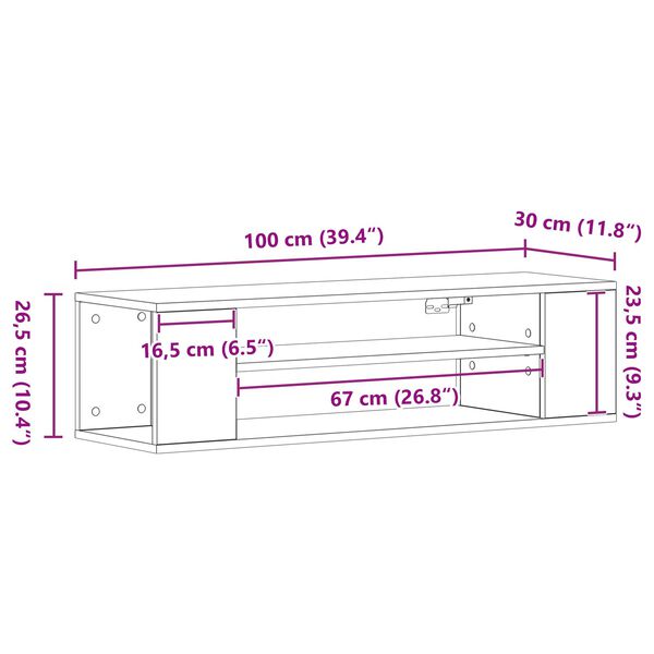 vidaXL Ντουλάπι TV Μαύρο 100 x 30 x 26.5 εκ Επεξεργασμένο ξύλο