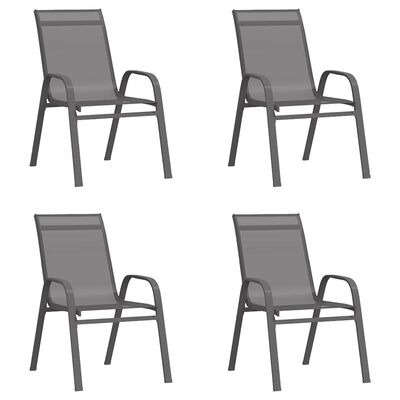 vidaXL Καρέκλες Κήπου Στοιβαζόμενες 4 τεμ. Γκρι από Ύφασμα Textilene
