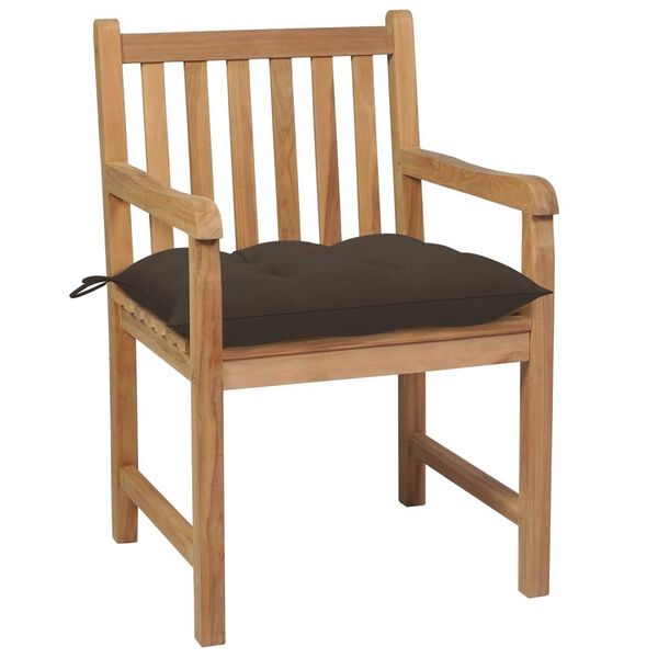 vidaXL Καρέκλες Κήπου 6 τεμ. από Μασίφ Ξύλο Teak με Taupe Μαξιλάρια