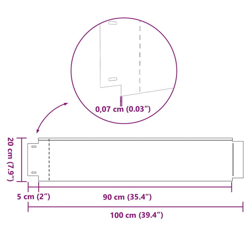 vidaXL Περιβλήματα γκαζόν 10 τεμ 20x100 εκ. Ευέλικτος γαλβανισμένος χάλυβας