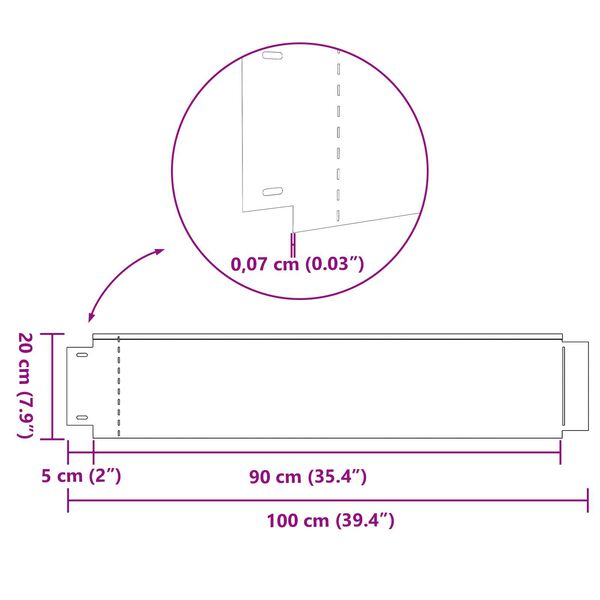 vidaXL Περιβλήματα γκαζόν 10 τεμ 20x100 εκ. Ευέλικτος γαλβανισμένος χάλυβας