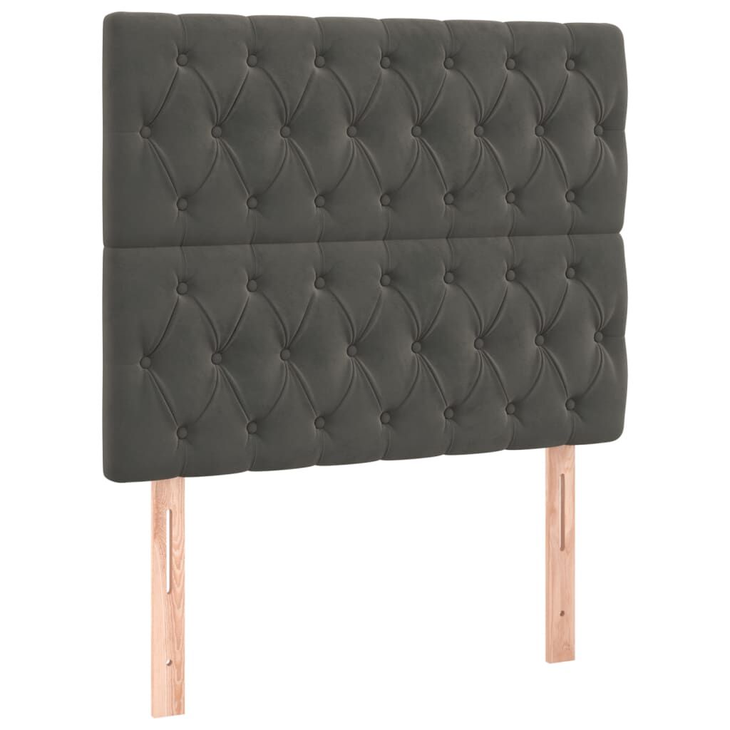 vidaXL Κρεβάτι Boxspring με Στρώμα Σκούρο Γκρι 90x200 εκ. Βελούδινο