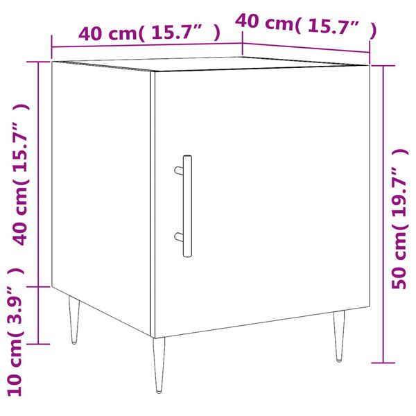 vidaXL Κομοδίνο Γκρι Sonoma 40 x 40 x 50 εκ. από Επεξεργασμένο Ξύλο