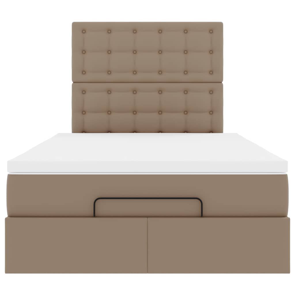 vidaXL Οθωμανικό κρεβάτι με στρώμα & LEDs Cappucino Faux Leather