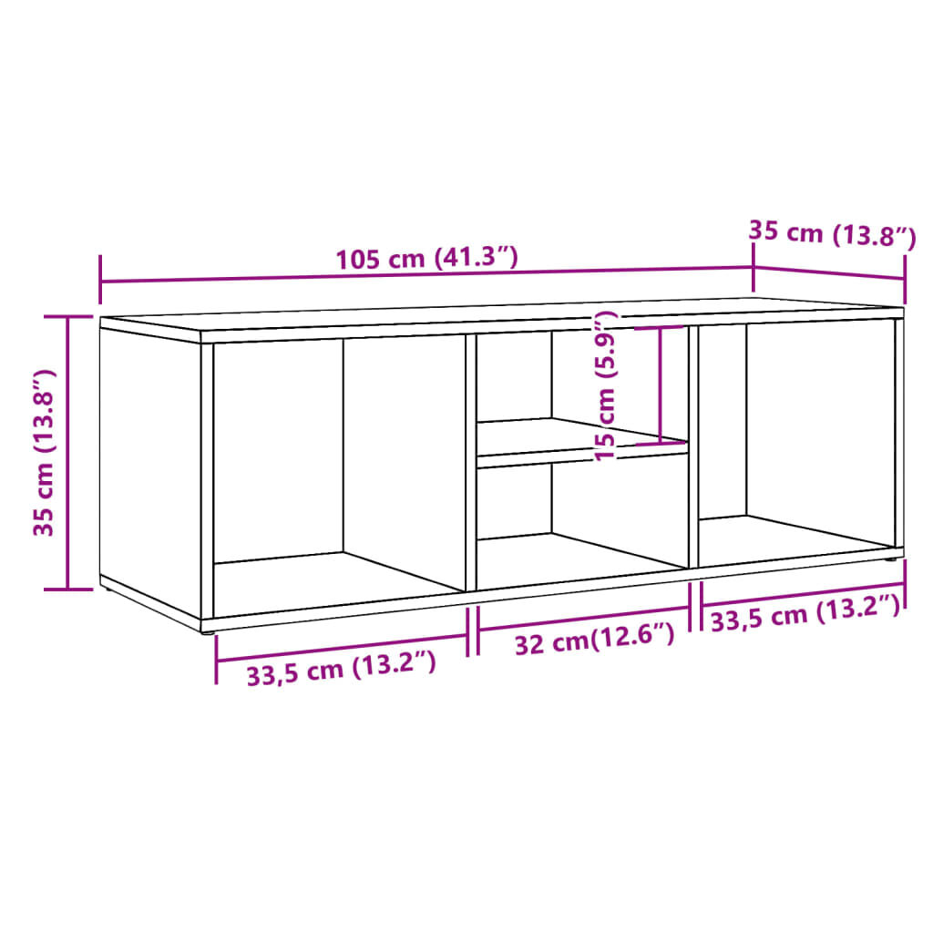 vidaXL Πάγκος Αποθήκευσης Παπουτσιών 105x35x35 εκ. Επεξ. Ξύλο