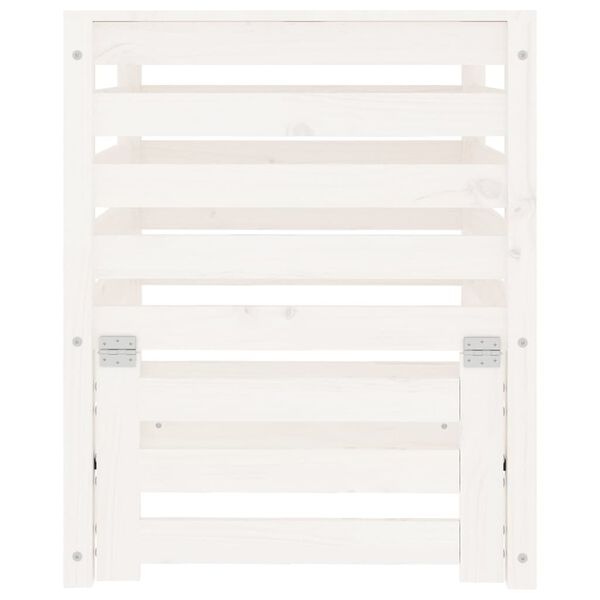 vidaXL Κομποστοποιητής Λευκός 63,5x63,5x77,5 εκ. από Μασίφ Ξύλο Πεύκου