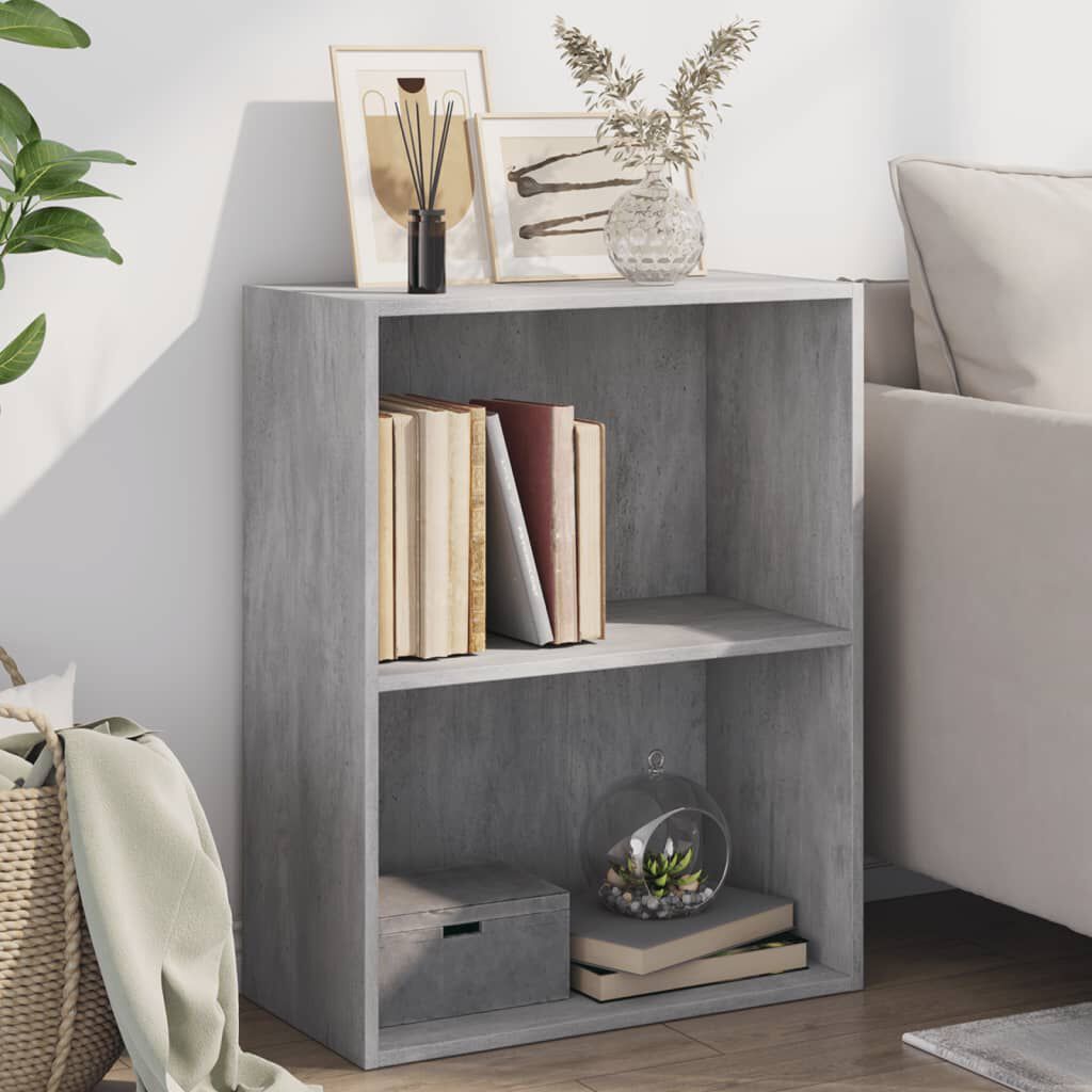 vidaXL Βιβλιοθήκη με 2 Ράφια Γκρι Σκυροδεμ. 60x30x76,5 εκ. Μοριοσανίδα