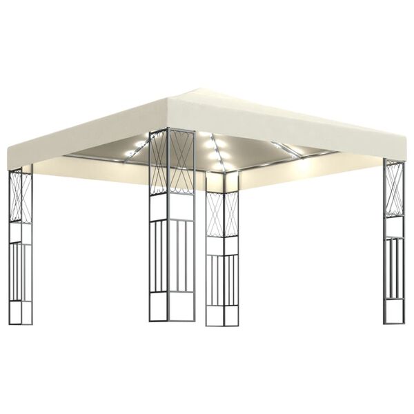 vidaXL Κιόσκι με Φωτάκια LED Κρεμ 3 x 3 μ. Υφασμάτινο