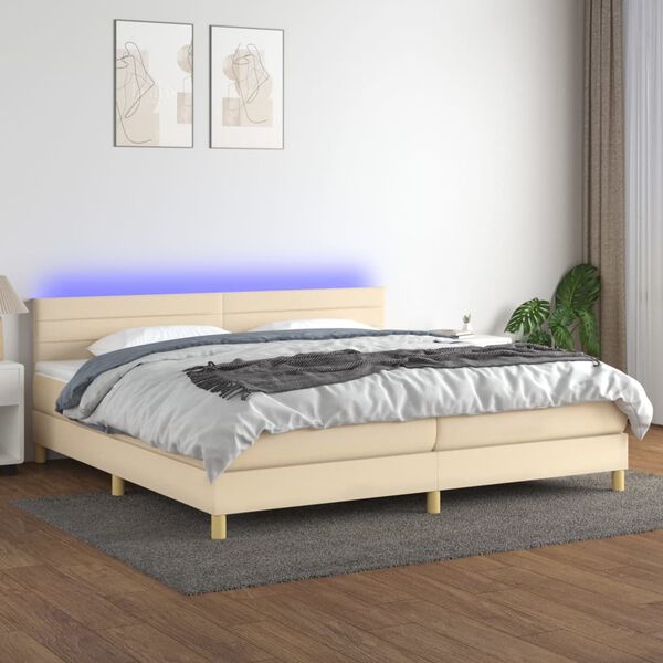 vidaXL &Kappa;&rho;&epsilon;&beta;ά&tau;&iota; Boxspring &mu;&epsilon; &Sigma;&tau;&rho;ώ&mu;&alpha; & LED &Kappa;&rho;&epsilon;&mu; 200x200 &epsilon;&kappa;. &Upsilon;&phi;&alpha;&sigma;&mu;ά&tau;&iota;&nu;&omicron;