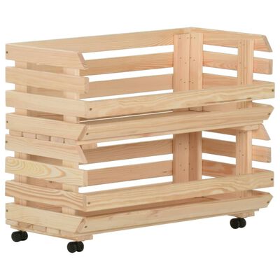 vidaXL Τρόλεϊ Λαχανικών 77 x 30 x 80 εκ. από Μασίφ Ξύλο Πεύκου