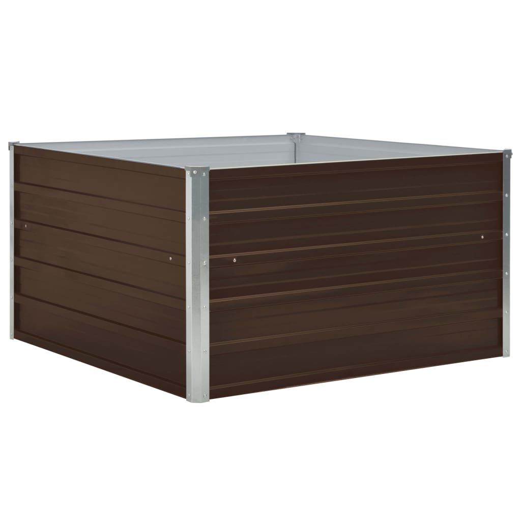 vidaXL Ζαρντινιέρα Ψηλή Καφέ 100 x 100 x 45 εκ. Γαλβανισμένος Χάλυβας