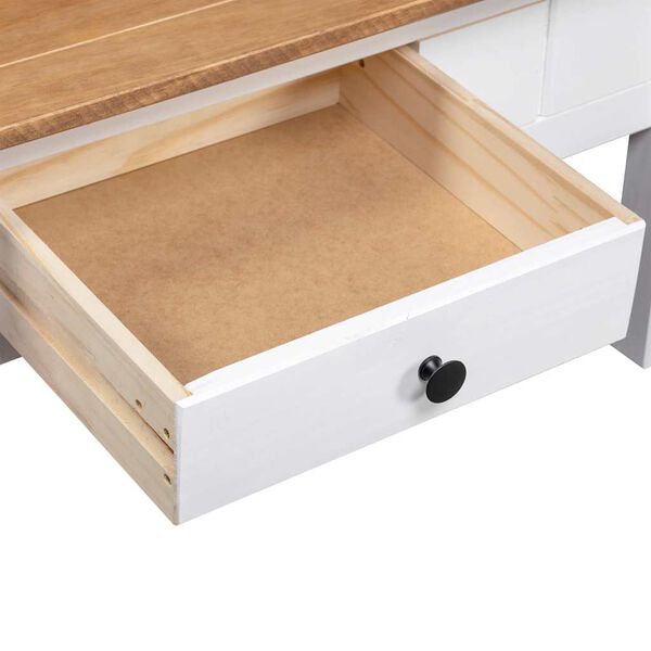 vidaXL Τραπεζάκι Σαλονιού Λευκό 100x60x45 εκ. Μασίφ Πεύκο Σειρά Panama
