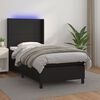 vidaXL Κρεβάτι Boxspring με Στρώμα & LED Μαύρο 80x200 εκ. Συνθ. Δέρμα