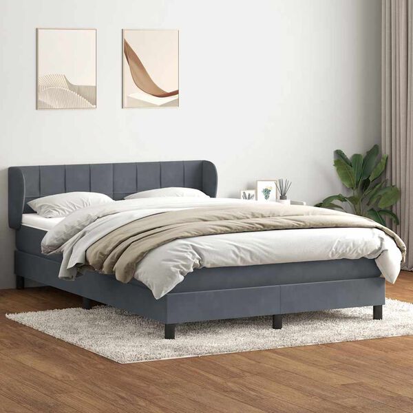 vidaXL Box Spring &Kappa;&rho;&epsilon;&beta;ά&tau;&iota; &mu;&epsilon; &sigma;&tau;&rho;ώ&mu;&alpha; &Sigma;&kappa;&omicron;ύ&rho;&omicron; &gamma;&kappa;&rho;&iota; 140x220 cm &Beta;&epsilon;&lambda;&omicron;ύ&delta;&iota;&nu;&omicron;
