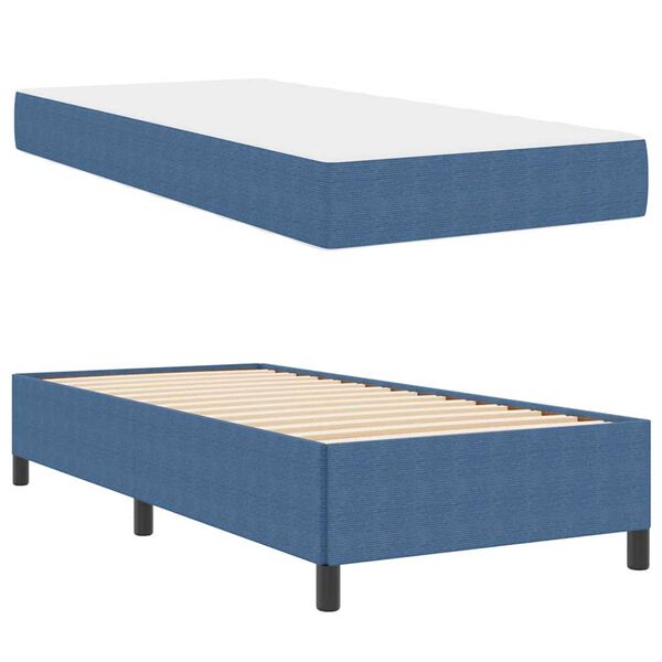 vidaXL Σκελετός Κρεβατιού Μπλε 90 x 190 cm Βελούδο
