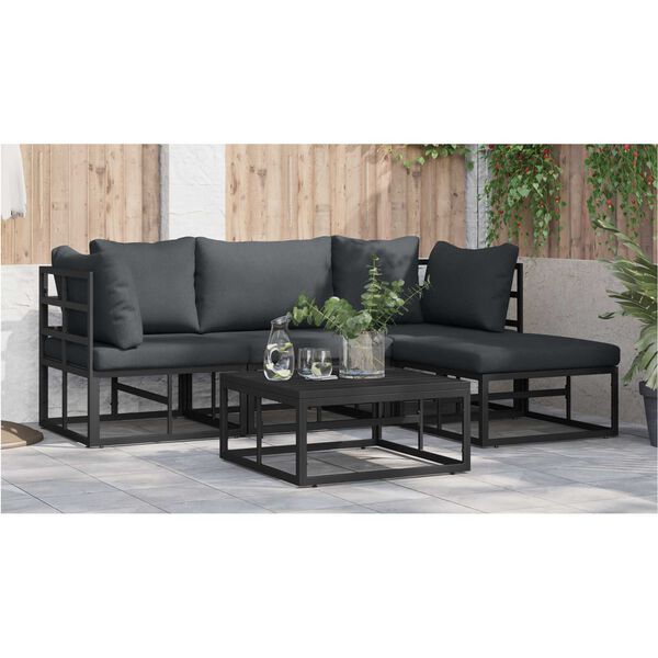 vidaXL Σετ Καναπέ Κήπου 4 pcs Μαύρο 213 x 141.5 x 71 εκ Αλουμίνιο