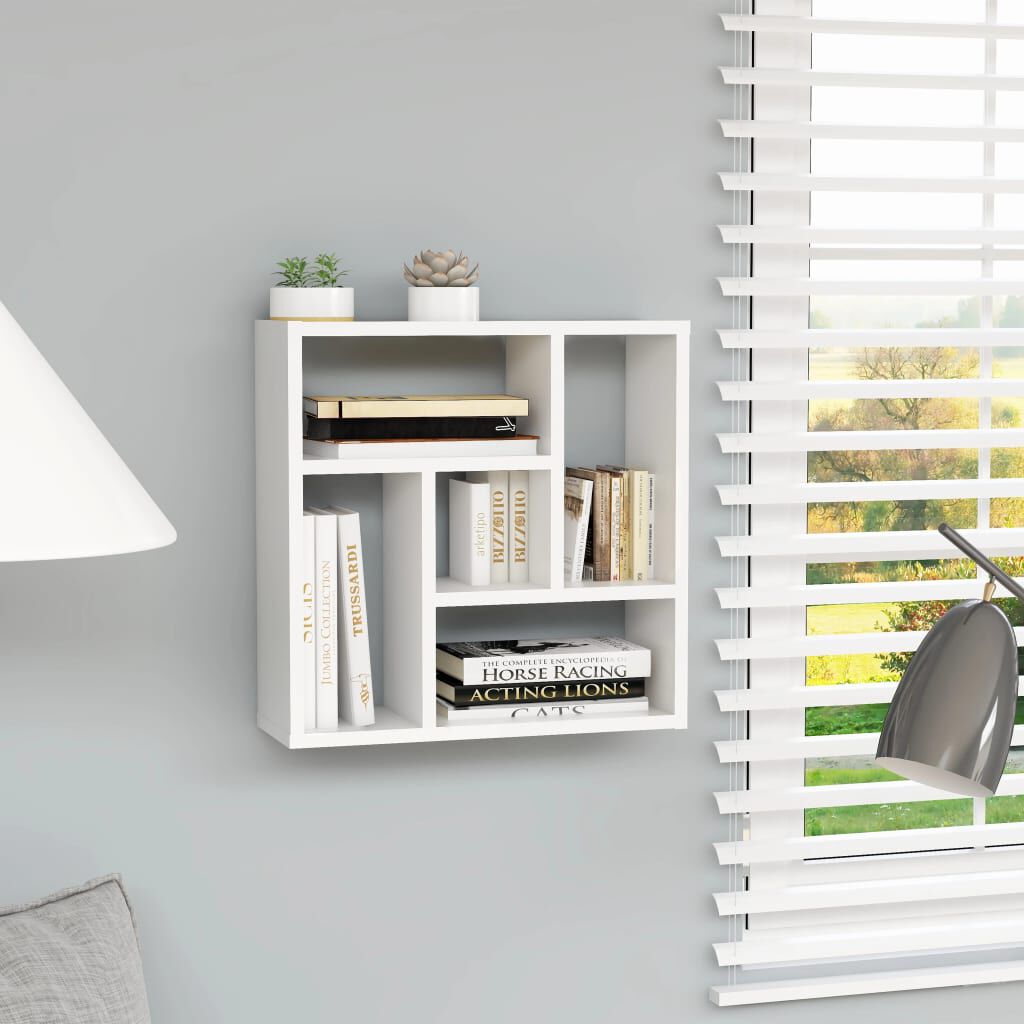 vidaXL Ραφιέρα Τοίχου Λευκή 45,1 x 16 x 45,1 εκ. από Επεξ. Ξύλο