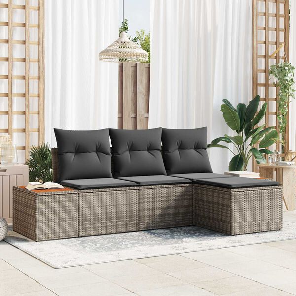 vidaXL με μαξιλάρι Ρυθμιζόμενος 4 pcs Γκρι 239 x 117 x 37 εκ