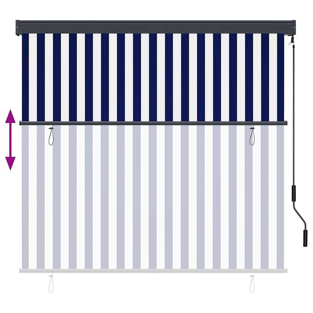 vidaXL Εξωτερικό ρολό Ριγέ Μπλε και λευκό 180 x 250 cm ύφασμα