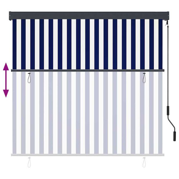 vidaXL Εξωτερικό ρολό Ριγέ Μπλε και λευκό 180 x 250 cm ύφασμα