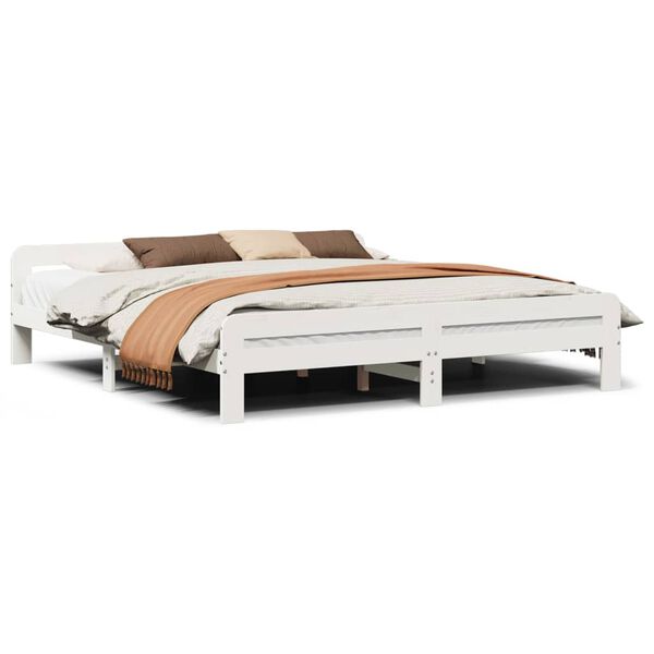 vidaXL Σκελετός Κρεβ. Χωρίς Στρώμα Λευκό 180x200 εκ Μασίφ Πεύκο