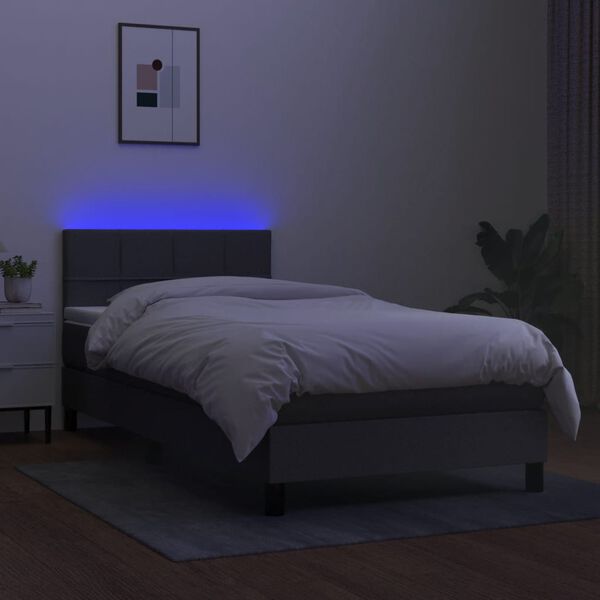 vidaXL &Kappa;&rho;&epsilon;&beta;ά&tau;&iota; Boxspring &mu;&epsilon; &Sigma;&tau;&rho;ώ&mu;&alpha; & LED &Sigma;&kappa;.&Gamma;&kappa;&rho;&iota; 100x200 &epsilon;&kappa; &Upsilon;&phi;&alpha;&sigma;&mu;ά&tau;&iota;&nu;&omicron;