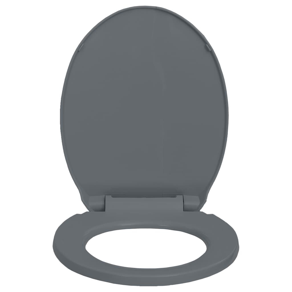 vidaXL Κάλυμμα Λεκάνης με Soft Close &amp; Quick Release Οβάλ Γκρι